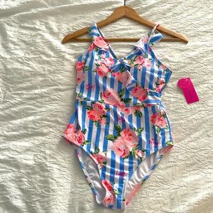Betsey Johnson one piece floral swimsuit S.